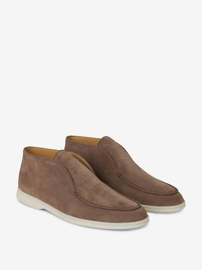 Loro Piana Open Walk Suede Slip-on Desert Shoes In Carob