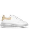 ALEXANDER MCQUEEN WHITE AND BEIGE CLASSIC LEATHER SNEAKERS