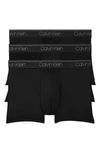 Calvin Klein 3-pack Low Rise Microfiber Trunks In Black