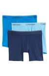 Calvin Klein 3-pack Low Rise Microfiber Stretch Boxer Briefs In Blue Combo