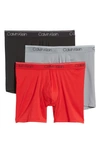 Calvin Klein Micro Stretch Boxer Brief 3-pack In Black Grey Red