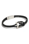 FERRAGAMO BRAIDED LEATHER BRACELET,0712422