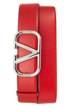 VALENTINO GARAVANI VLOGO BUCKLE LEATHER BELT,VY0T0Q87SNP