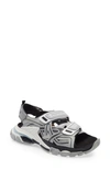 Balenciaga Womens Grey Track Faux-leather Sandals 5 In Grey