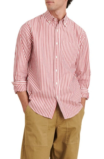 Alex Mill Standard Button-down Collar Striped Bci Cotton Shirt In Pepper/ White