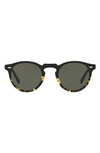 Oliver Peoples Gregory Peck Phantos 50mm Polarized Round Sunglasses In Black