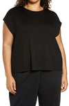 EILEEN FISHER CREWNECK JERSEY TOP,S1FTJ-T5685M