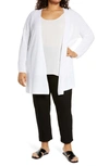 Eileen Fisher Long Organic Linen-cotton Open Cardigan In White