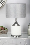 WILLOW ROW GRAY CEMENT TABLE LAMP WITH DRUM SHADE,758647399857