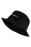 Nike Logo Bucket Hat In Black In Black/ Black/ White