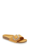 Birkenstock Madrid Big Buckle Slide Sandal In Apricot Nubuck Leather