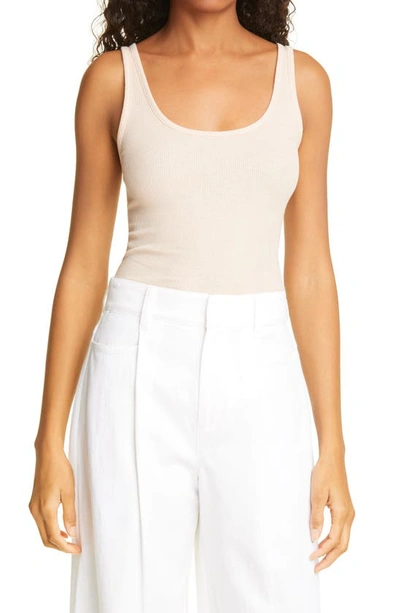 Vince Scoop Neck Pima Cotton Blend Tank In Rose Water