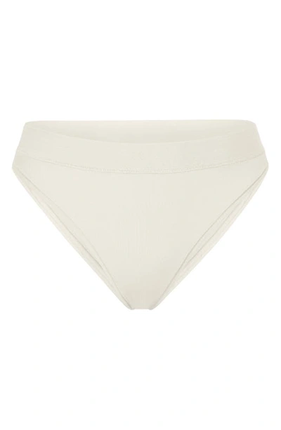 Skims Cheeky Tanga Stretch Cotton-jersey Briefs In White