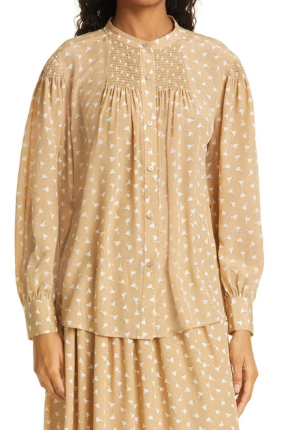 Rebecca Taylor Emmy Floral Button-up Shirt In Golden Rod