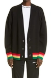 Palm Angels Miami Logo Needled Cardigan In Black Multi