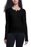 L Agence Faith Long Sleeve Henley T-shirt In Black