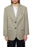 Anine Bing Quinn Oversized Wool Blazer In Khaki