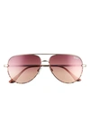 Quay High Key Mini 57mm Aviator Sunglasses In Pink