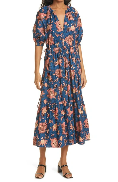 A.l.c Mischa Tiered Floral-print Maxi Dress In Bluepink
