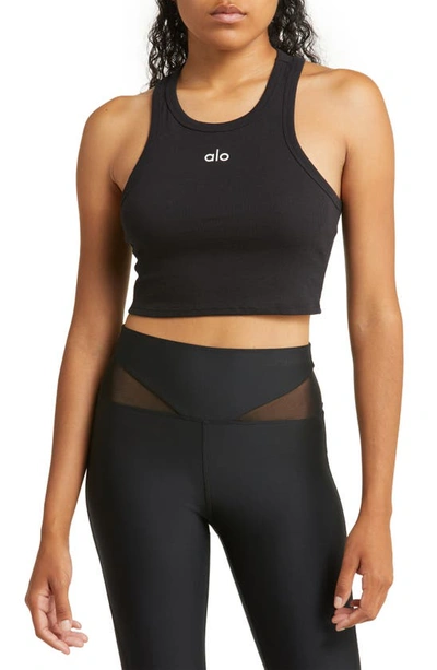 Alo Yoga Aspire Crop Tank In Black/white