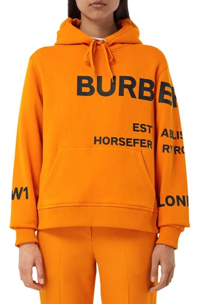 Burberry Orange Oversized 'horseferry' Hoodie In Deep Orange