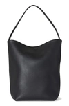 The Row Park North/south Leather Tote In Black