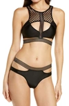 COQUETTE MESH & STRAP DETAIL BRA & BRIEFS SET,7210