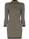 BALMAIN MONOGRAM JACQUARD KNIT MINI DRESS