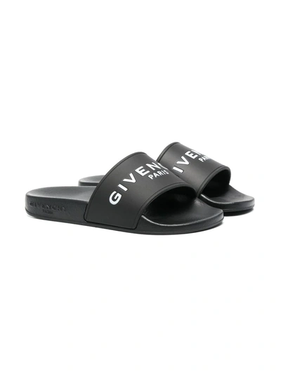 Givenchy Kids' Logo-print Open-toe Sandals In Black