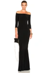 Norma Kamali Norma Kulture Off The Shoulder Fishtail Gown In Black