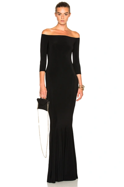 Norma Kamali Norma Kulture Off The Shoulder Fishtail Gown In Black