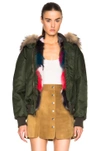 MR & MRS ITALY MR & MRS ITALY BOMBER JACKET WITH FOX & RACCOON FUR IN GREEN,BB007