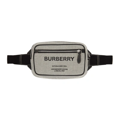 Burberry Horseferry Print Cotton Canvas Belt Bag In Grey