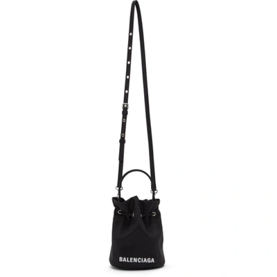 Balenciaga Black Recycled Nylon Xs Everyday Bucket Bag In 1060 Black