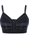 Alexander Mcqueen Cropped Topstitched Cotton-gabardine Top In Blue