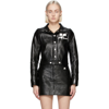 Courrèges Logo-print Faux-leather Cropped Jacket In Black