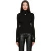 Courrèges Black Reedition Rib Knit Mock Neck Sweater In Black