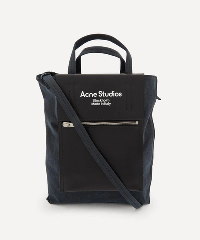 Acne Studios Baker Out Logo-print Leather And Nylon Tote Bag In Black