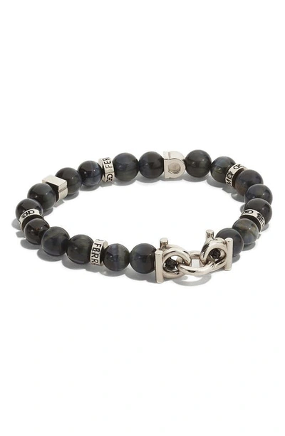 Ferragamo Beaded Stone Stretch Bracelet In Falcons Eye