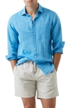 Rodd & Gunn Rodd And Gunn Coromandel Long Sleeve Slim Fit Linen Shirt In Cobalt