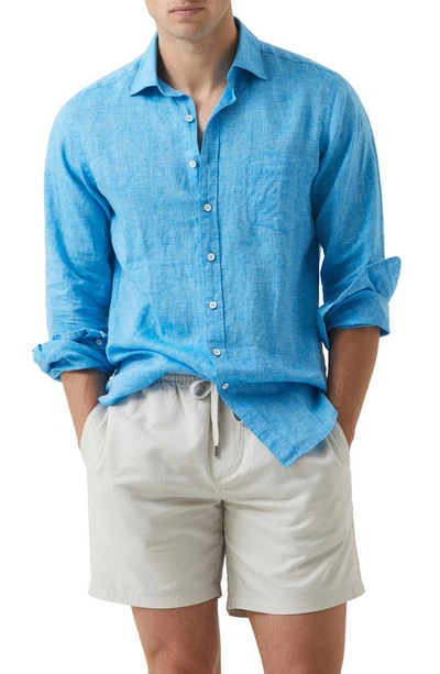 Rodd & Gunn Rodd And Gunn Coromandel Long Sleeve Slim Fit Linen Shirt In Cobalt