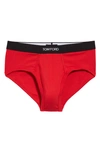 Tom Ford Cotton Stretch Jersey Briefs In Red