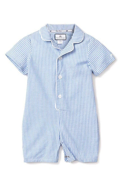 Petite Plume Babies' Classic Seersucker One-piece Pajamas In Blue