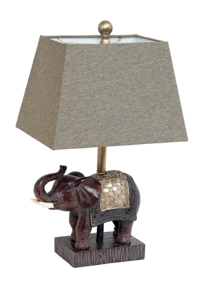 Lalia Home Elephant Table Lamp With Fabric Shade In Brown