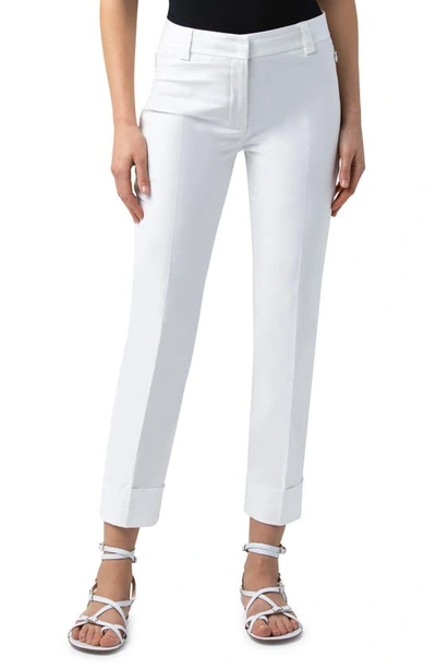 Akris Maxima Pleated Cropped Cuff Pants In White