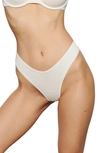 Skims Off-white Cotton Dipped Thong In Bone