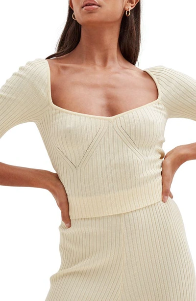 4th & Reckless Knitted Sweetheart Top In Cream-white