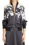 ADAM LIPPES FLORAL CHARMEUSE BOMBER JACKET,S21801PD