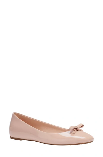 Kate Spade Kiersten Bow Patent Ballerina Flats In Pale Vellum