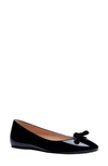 Kate Spade Kiersten Bow Patent Ballerina Flats In Black Patent Leather
